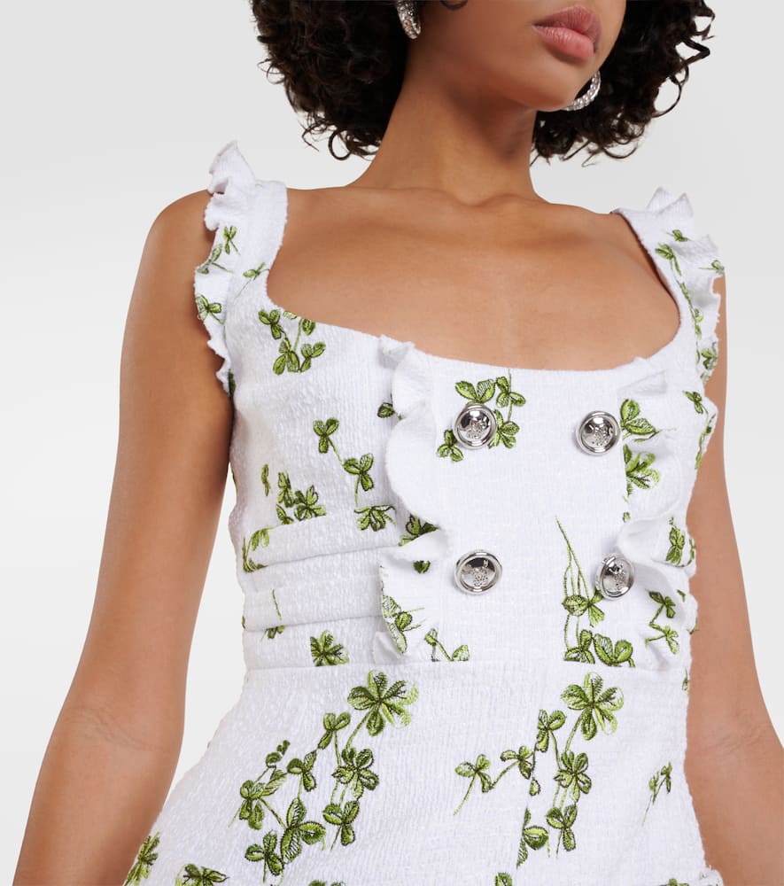 Embroidered bouclé minidress