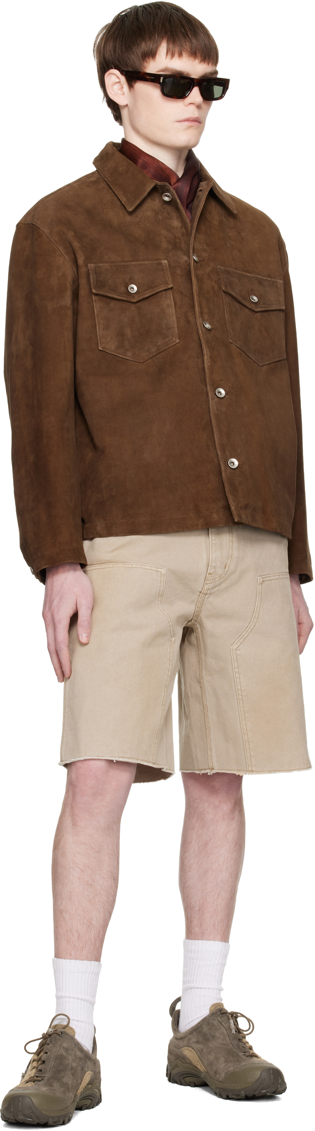 Brown Two-Tone Button Suede Jacket