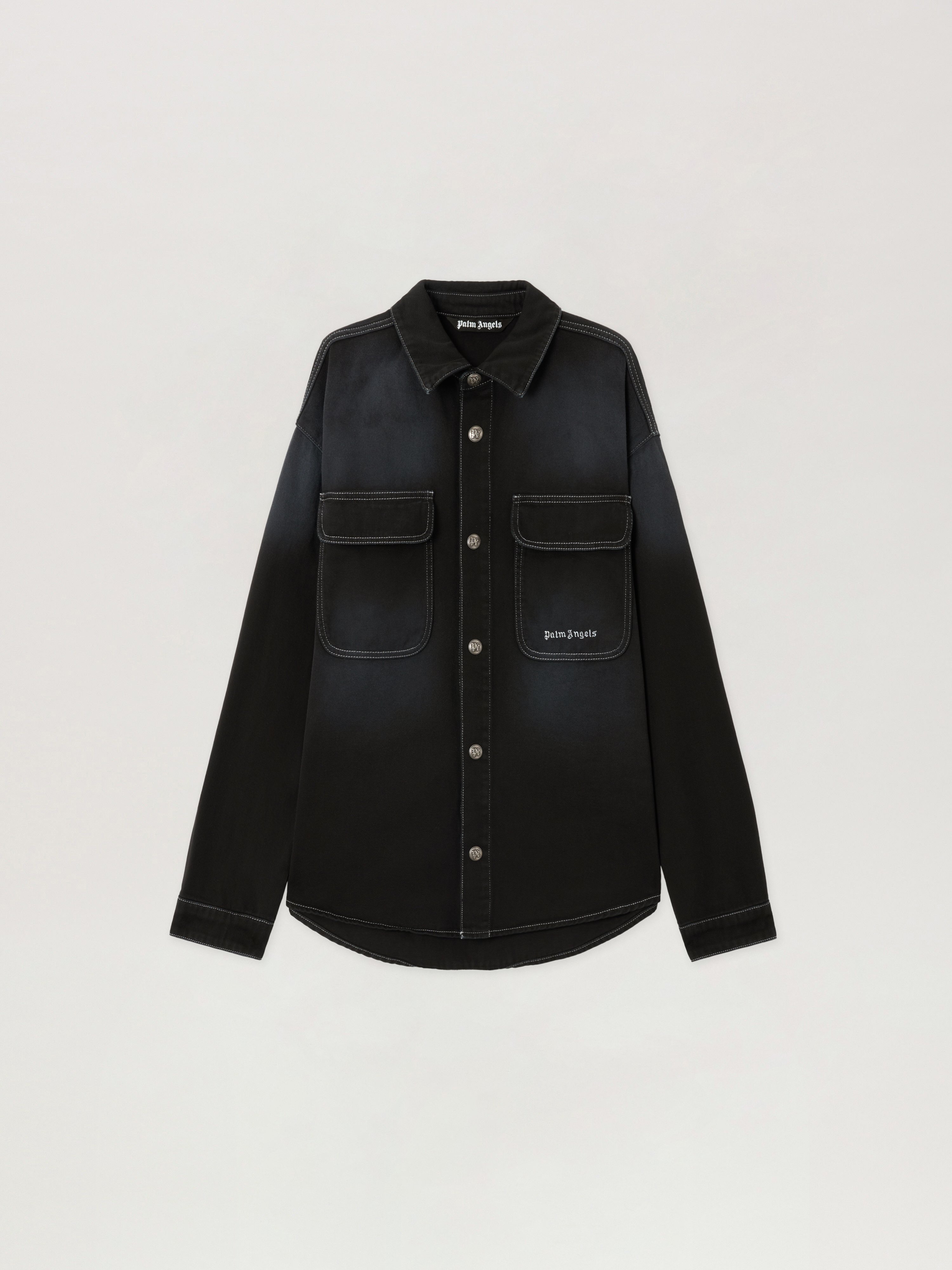 Classic Logo Loose Denim Shirt Man  Black Off White