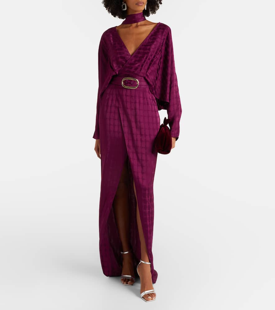 Dunaway belted crêpe cady wrap dress