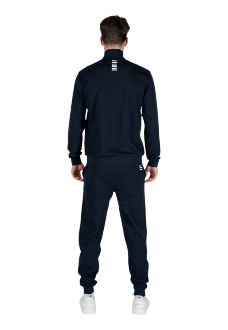 Dark Blue Cotton Solid Tracksuit