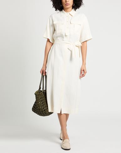 Woman Midi dress Off white Size 4 Viscose, Linen