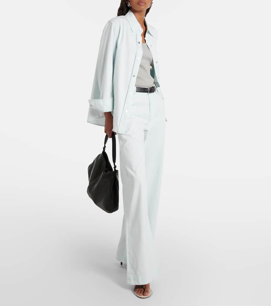 Vince High-rise cotton twill wide-leg pants