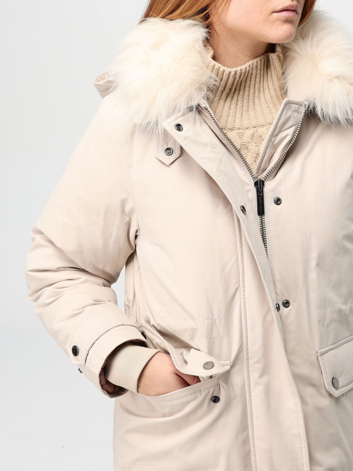 Detachable-hood down jacket - Green