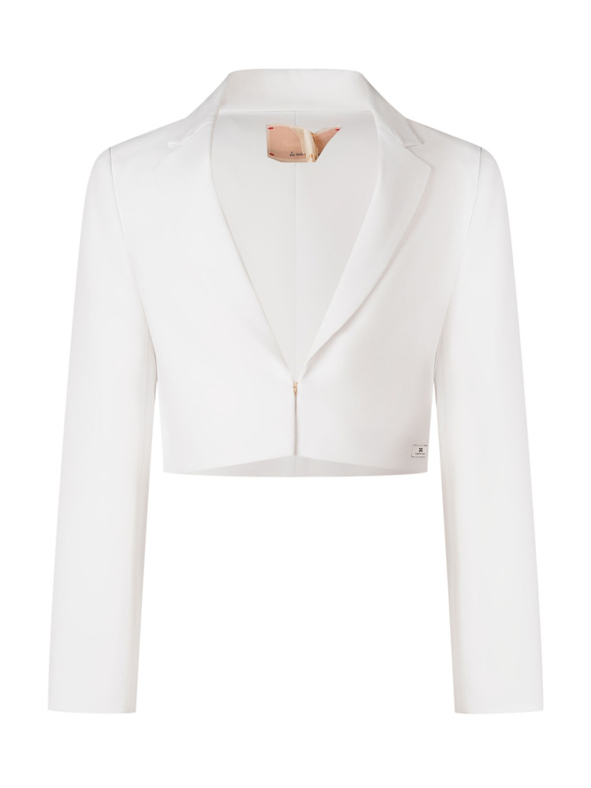 Girls White Solid Blazer