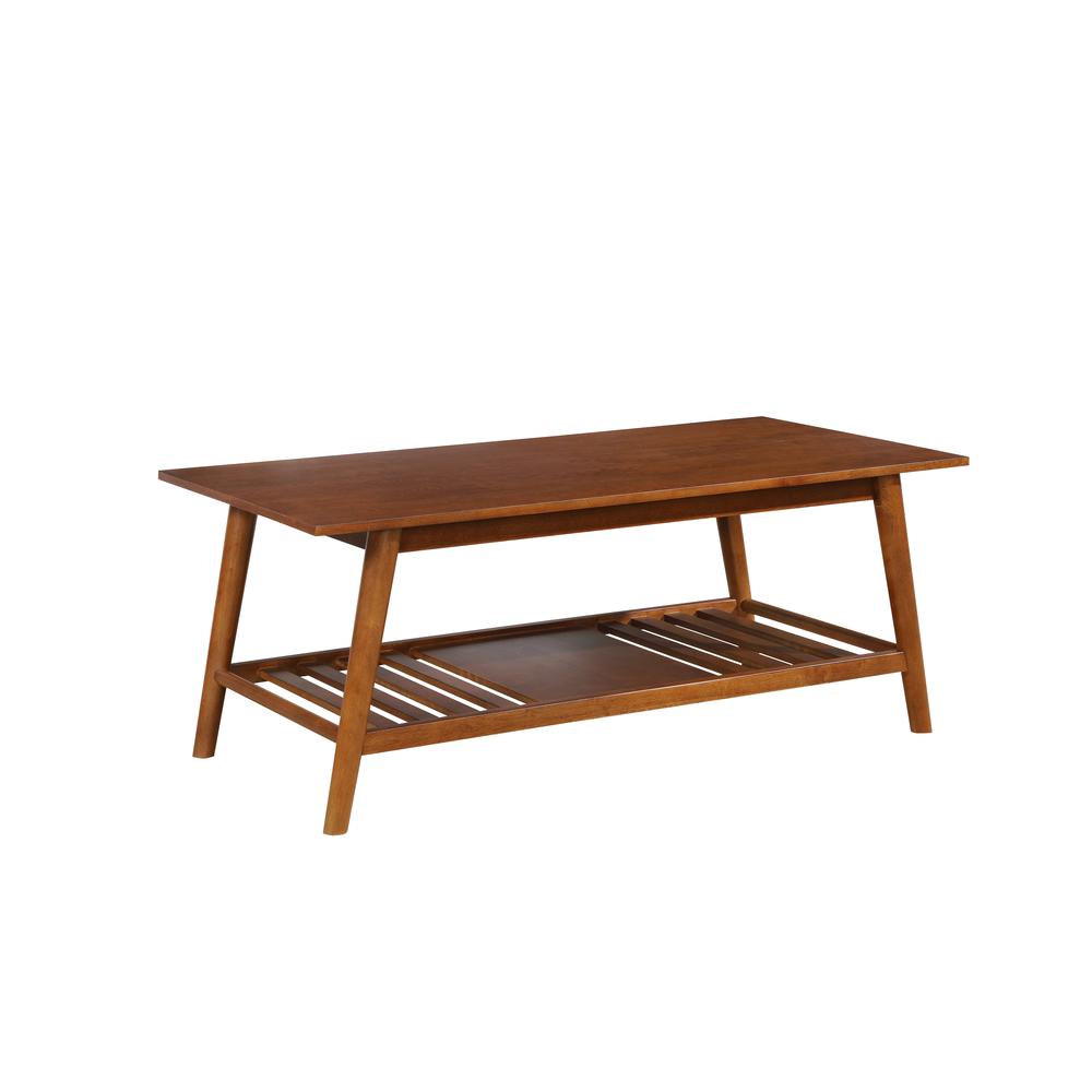 Charlotte Coffee Table With Shelf, Walnut Brown