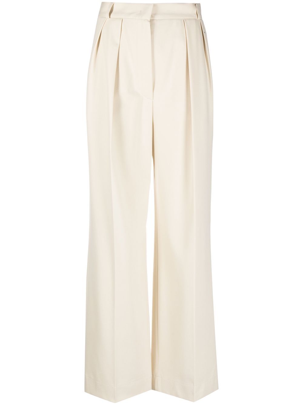 Pleat-detail high-waisted trousers - Neutrals