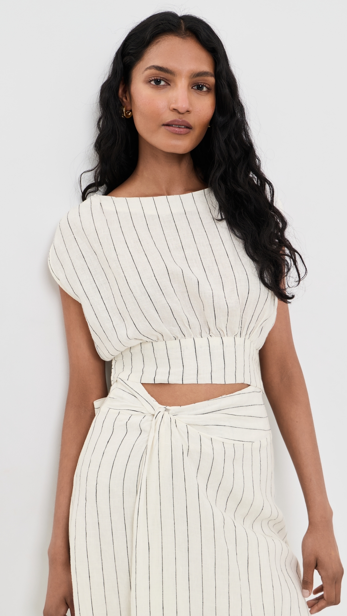 Shaan Stripe Top Ivory Black Stripe