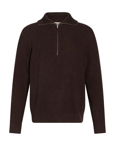 Man Turtleneck Dark brown Size L Cotton, Polyester, Elastane, Wool
