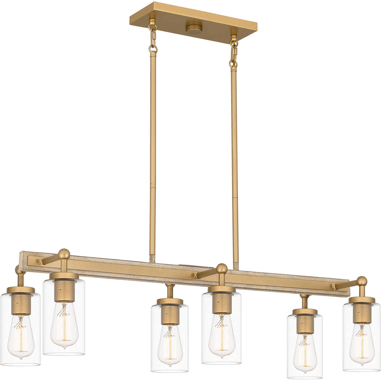 Nouveau Painted Weathered Brass Six Light Island Chandelier from the Kelleher Collection