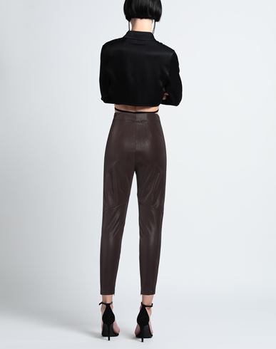 Woman Pants Dark brown Size 12 Polyester, Elastane, Polyurethane resin