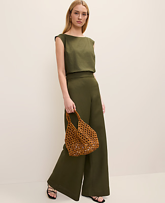 Ann Taylor The Easy Wide-Leg Pant in Linen Blend