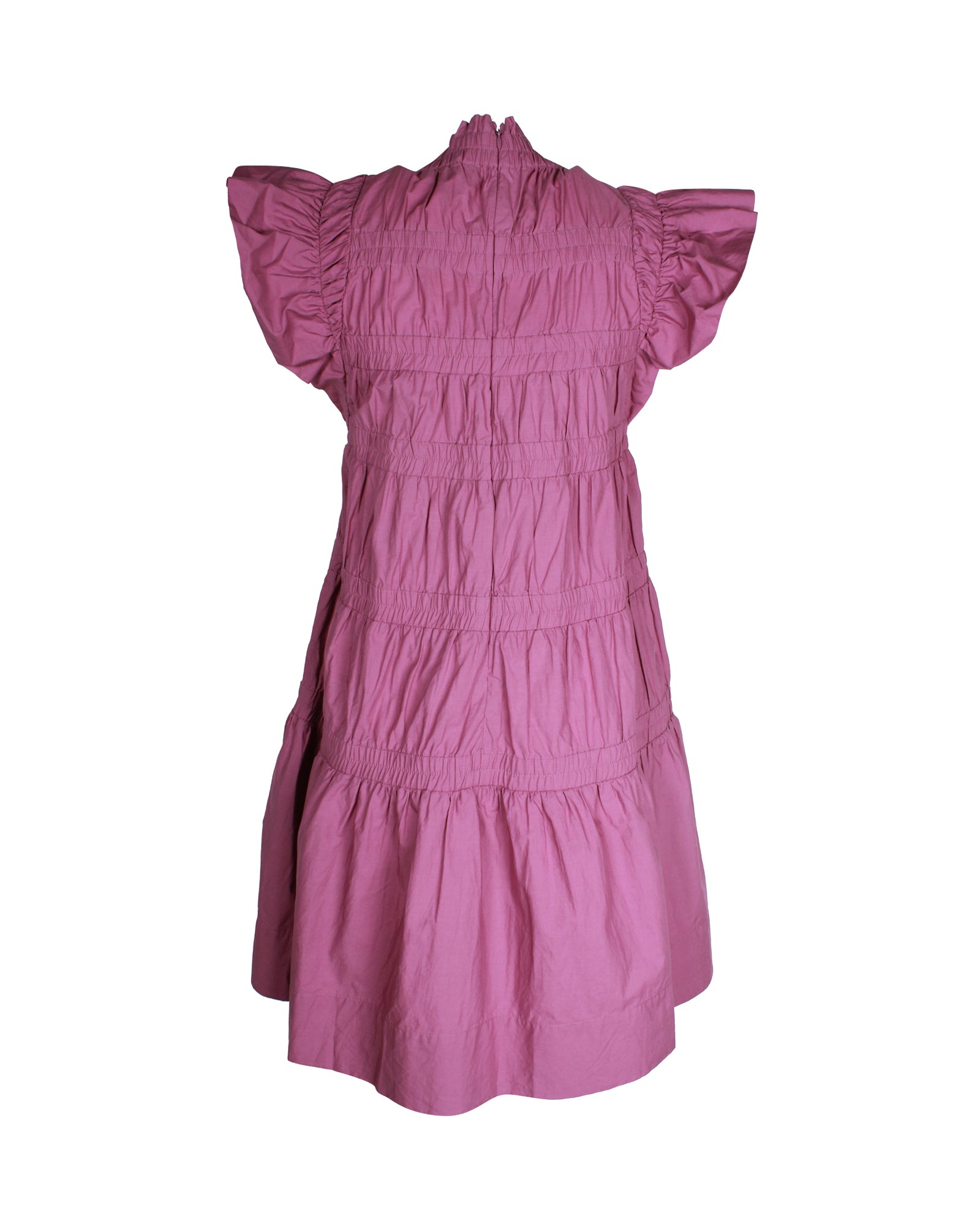Steph Flutter-Sleeve Tunic Dress in Pink Cotton