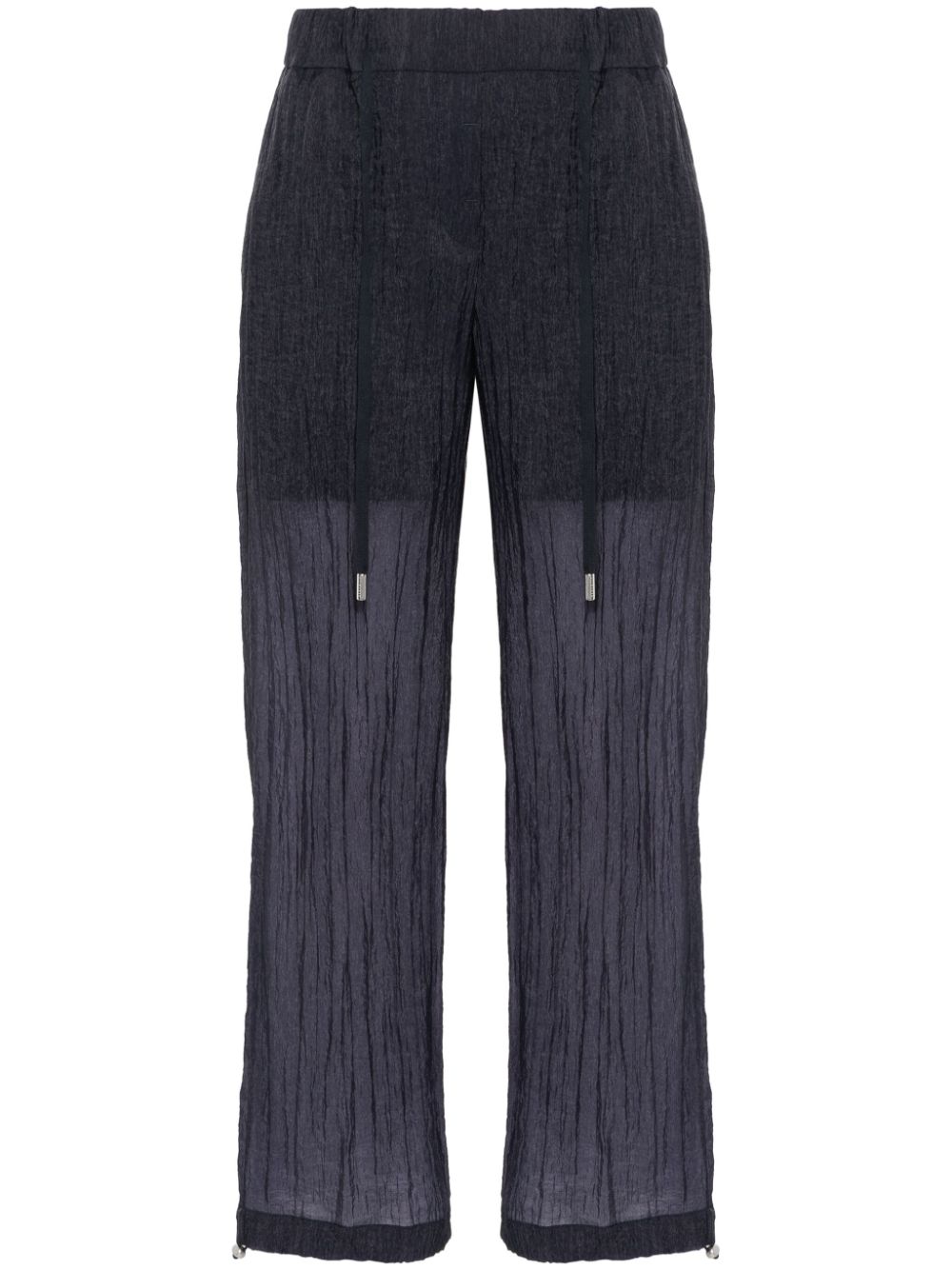 Seersucker straight trousers - Blue