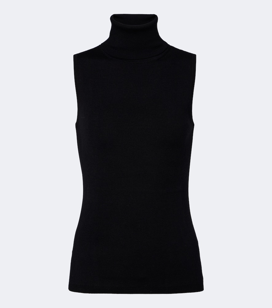 Ribbed-knit virgin wool turtleneck top