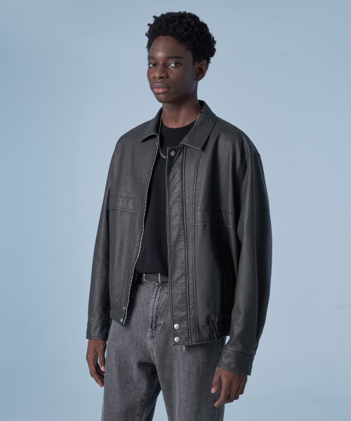 Overfit washed heritage jacket