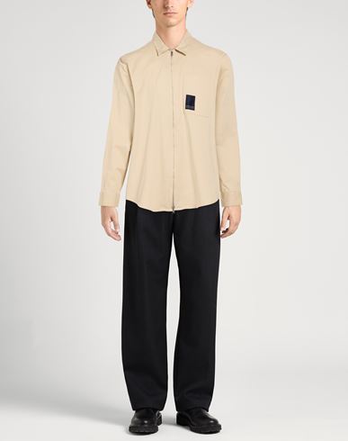 Man Shirt Beige Size XXL Cotton, Elastane