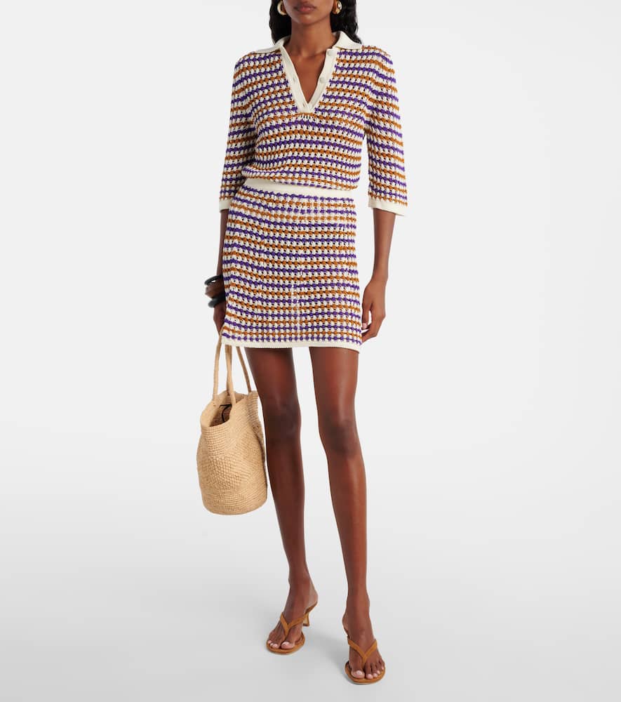 Design open-knit cotton-blend miniskirt