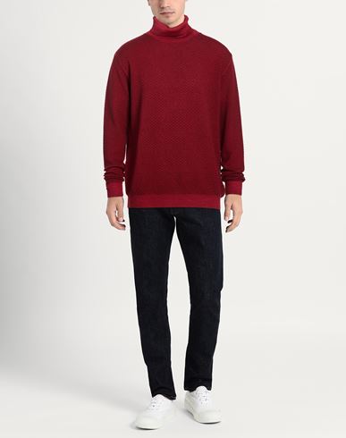 Man Turtleneck Burgundy Size XXL Merino Wool
