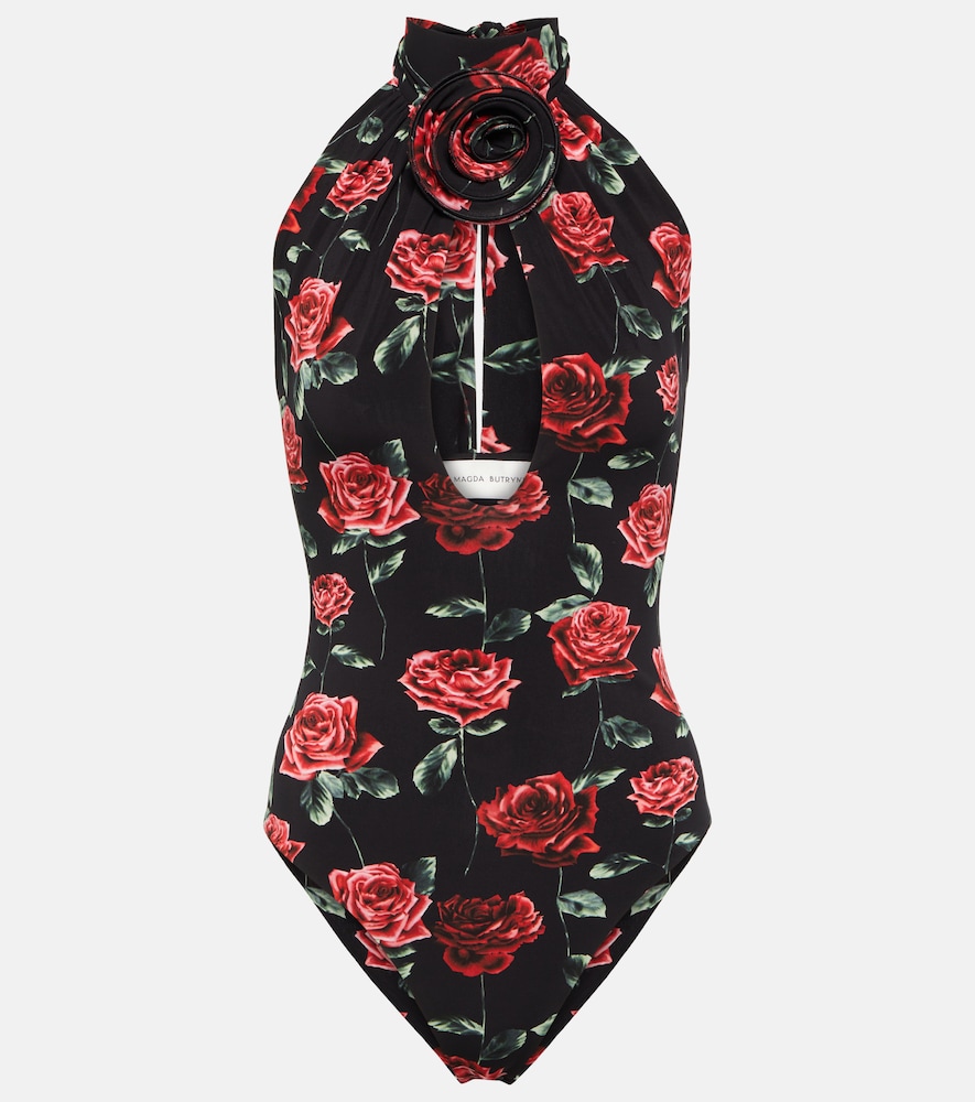 Floral cutout jersey bodysuit
