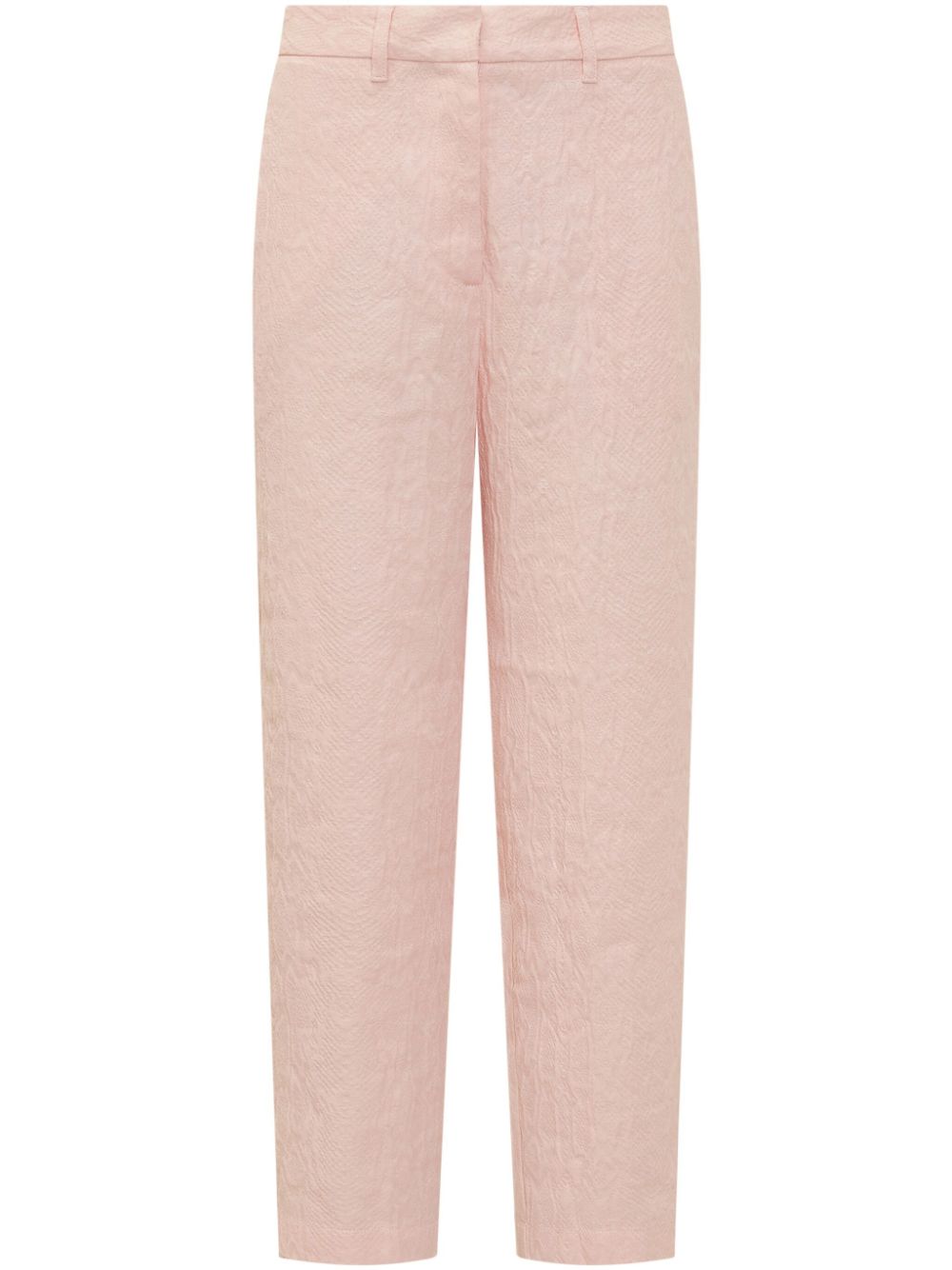 Linen-blend jacquard trousers - White