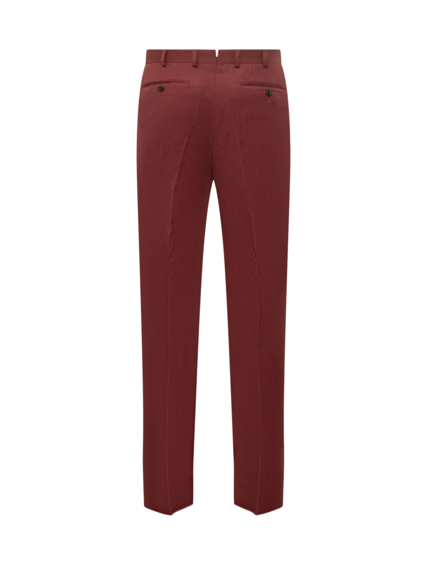 Red Straight Pleated Pants