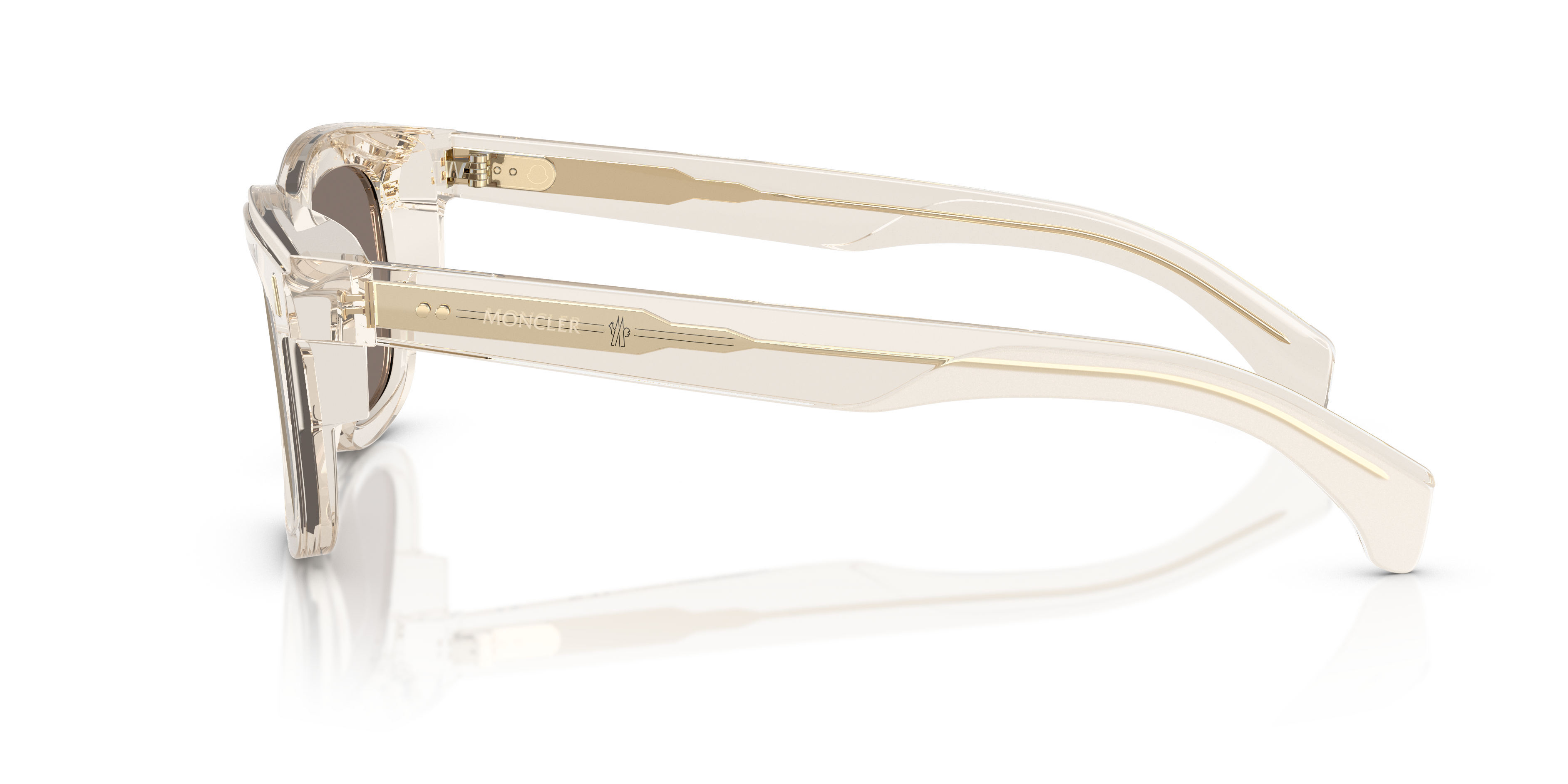 Moncler Unisex Moncler ME6004 CLARO 30035A Gafas de sol Acetato Blanco Marrón Cuadrada Espejo
