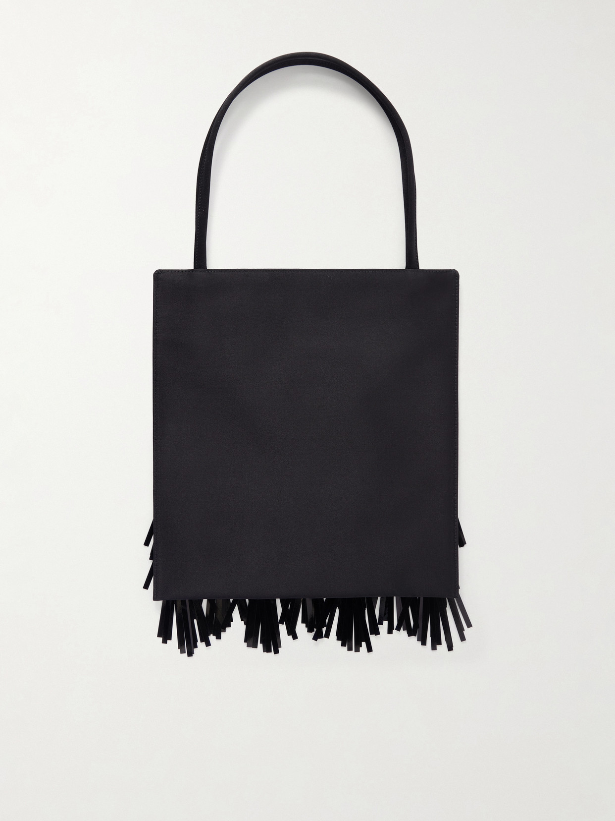Sequin-embellished Satin Tote Bag - Black