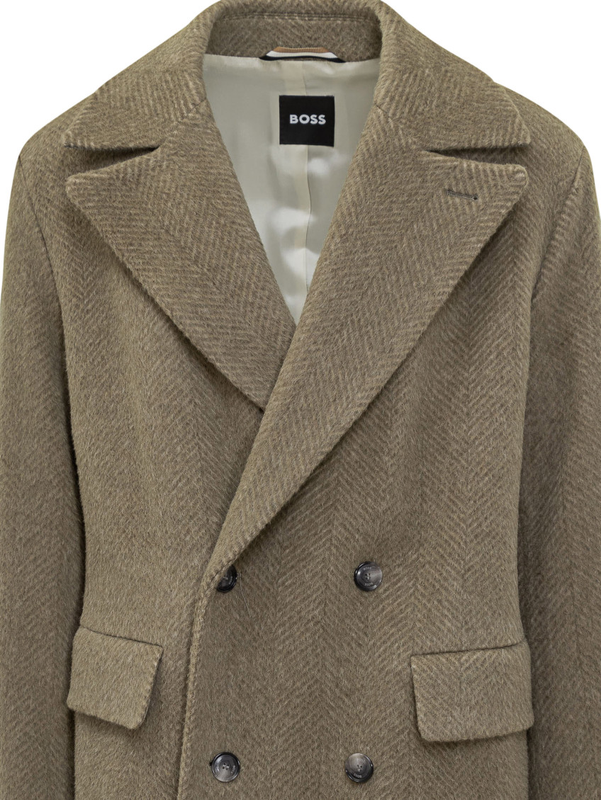 Double-breasted Coat In Alpaca Blend