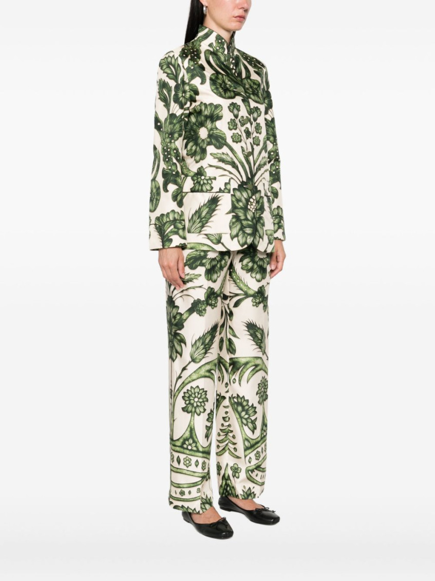 Green Printed silk shirt