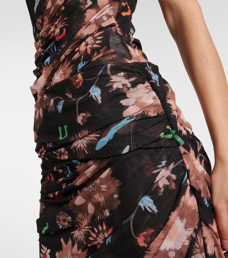 Sheer Flowers floral draped midi skirt