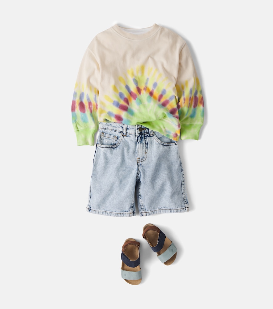 Art faded denim shorts