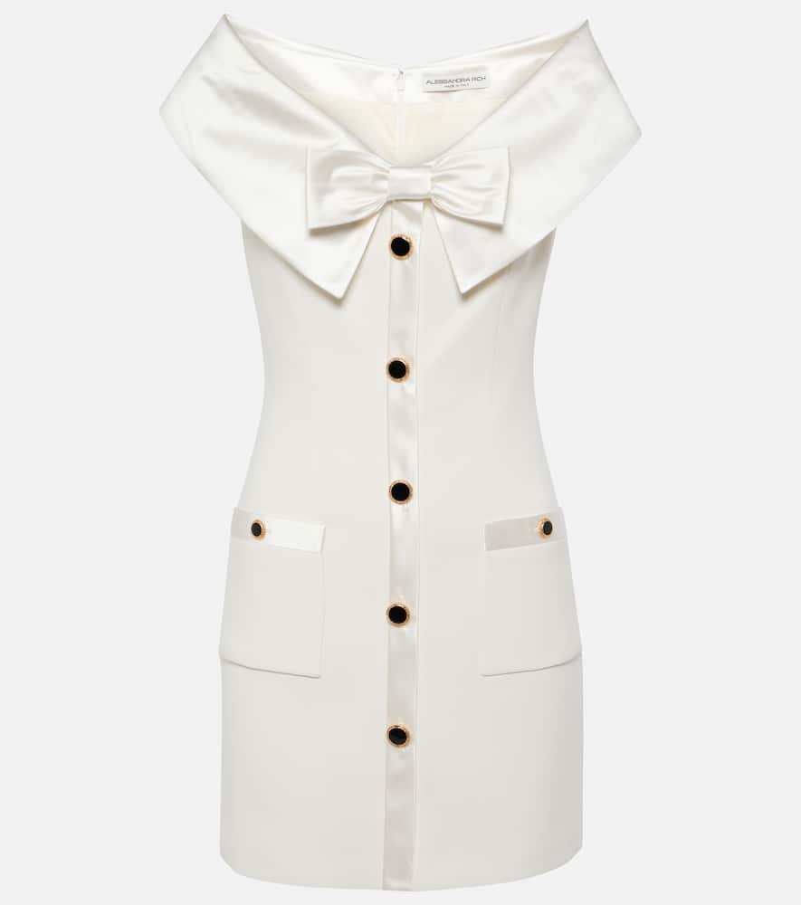 Bow-detail satin-trimmed cady minidress