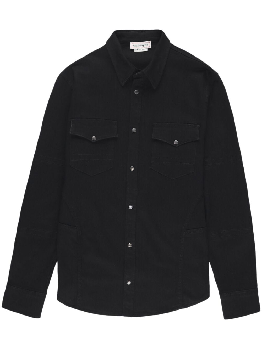 Garment-dyed washed denim shirt - Black