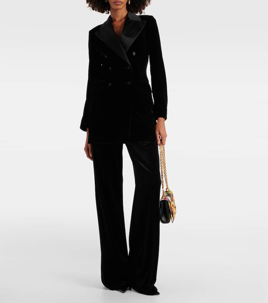 Double-breasted velvet blazer