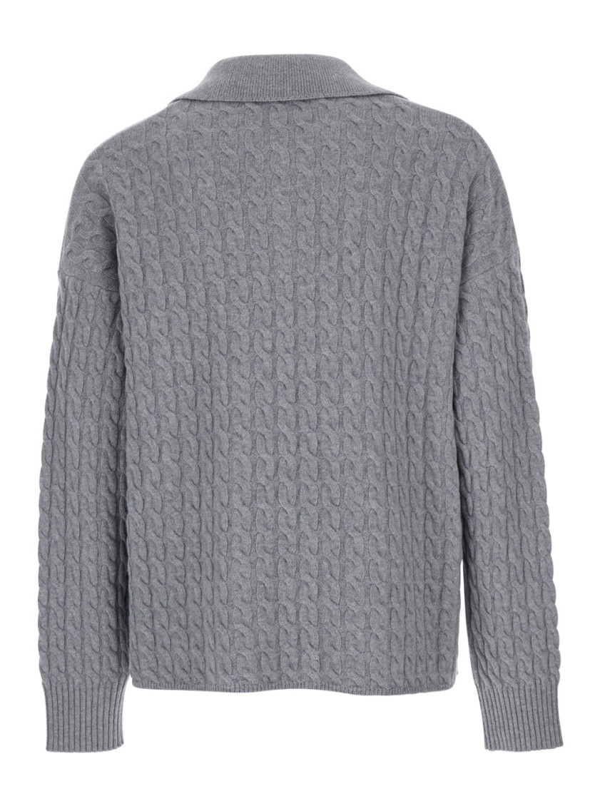 Grey Knitted Shirt Collar Sweater