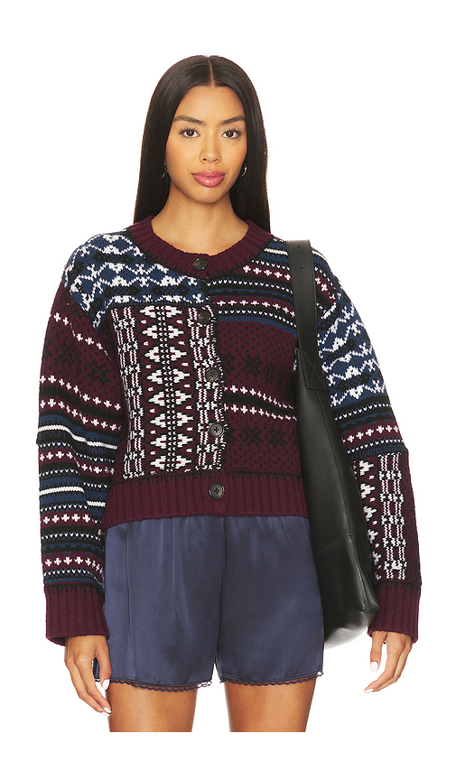 Sea Linea Fair Isle Cardigan in Burgundy. XS. Also in L, M