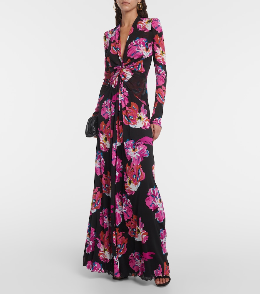 Kassia printed mesh maxi dress