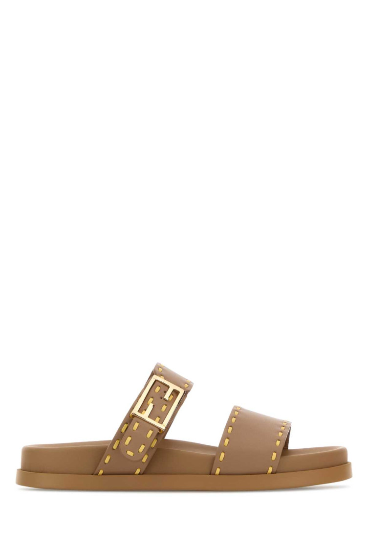 Cappuccino Leather Feel Slippers