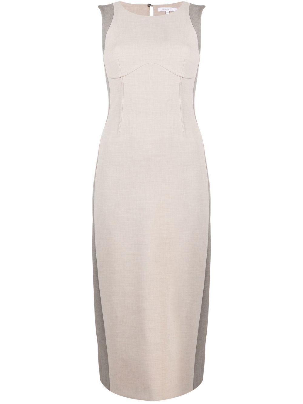 Sleeveless contrast-panel midi dress - Neutrals