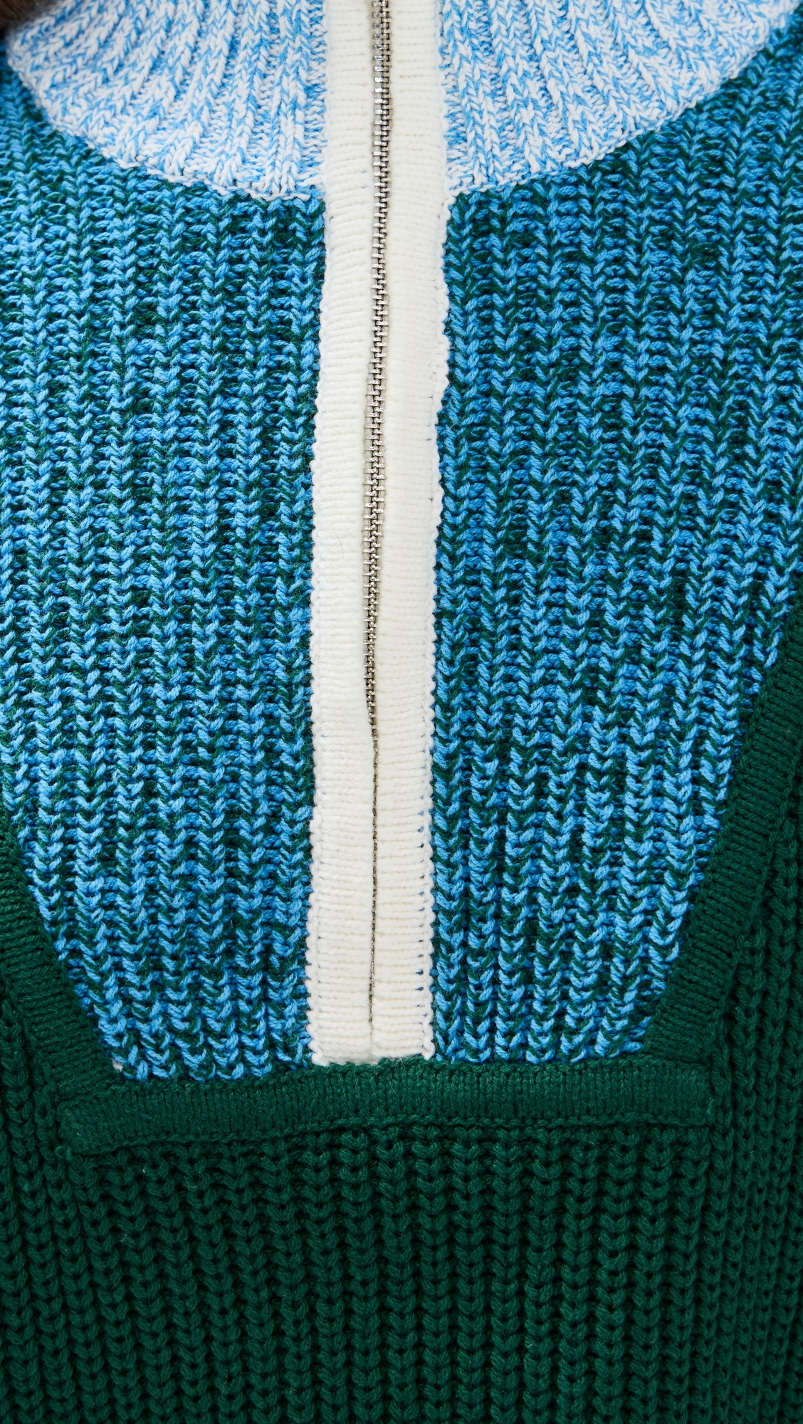 Cropped Hampton Sweater Jungle/Sky/Ivory