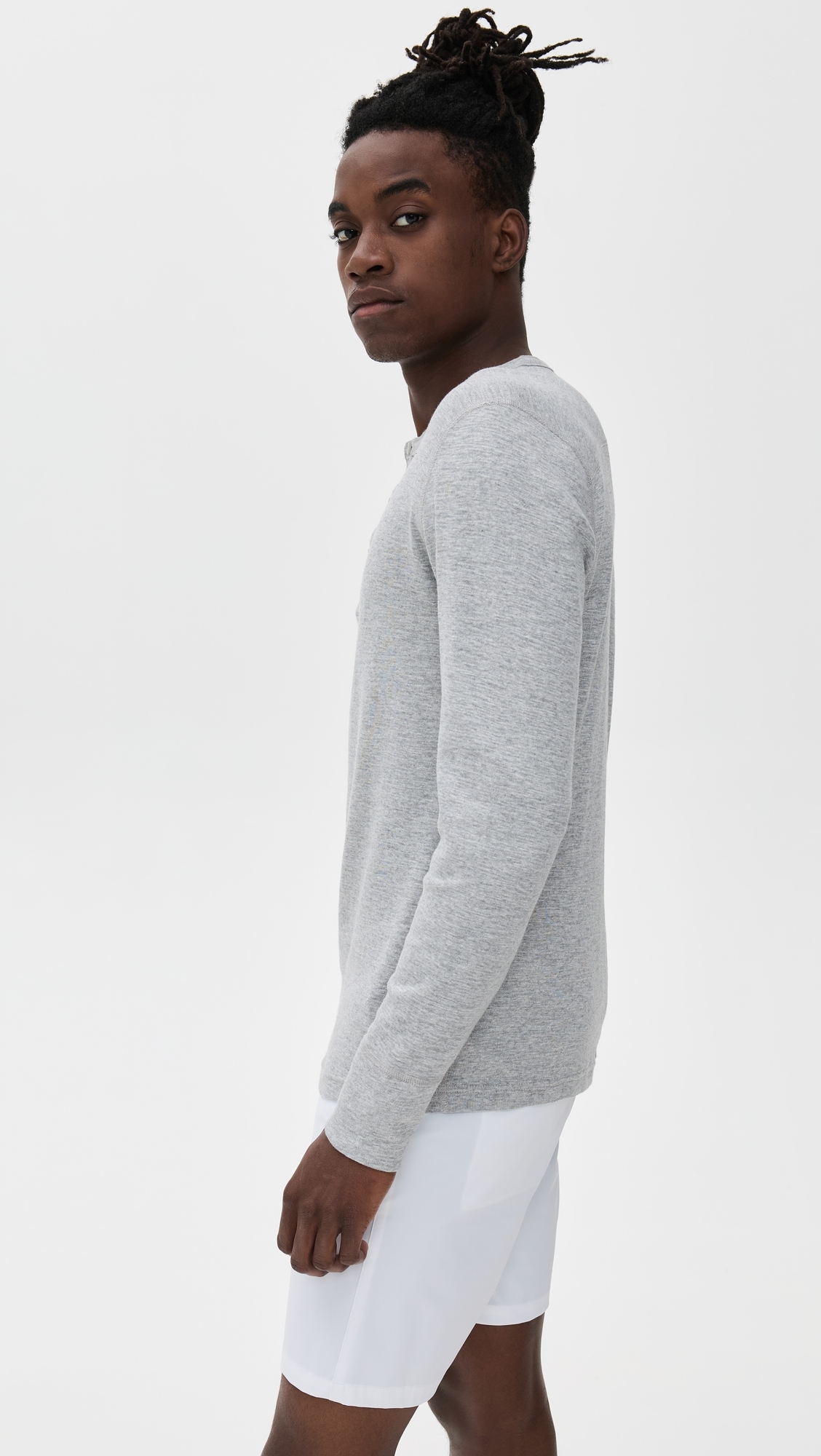 Reigning Champ 1x1 Slub Slim Henley Hgrey