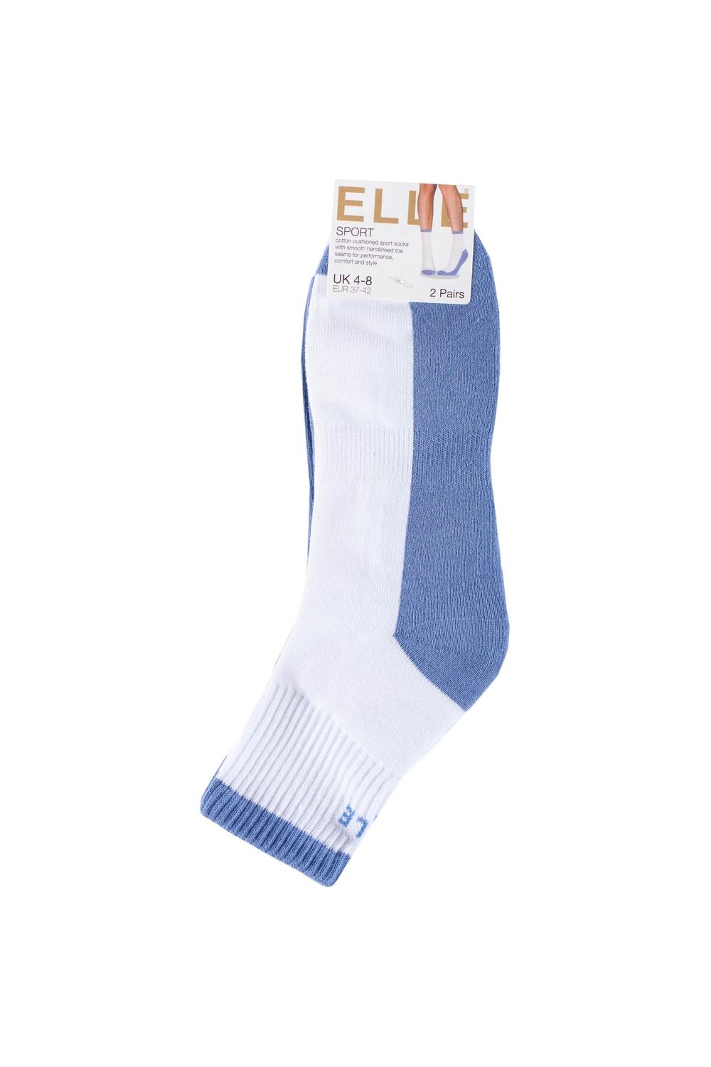 ELLE Women's 2 Pair Sports Cushioned Ankle Socks in Aqua