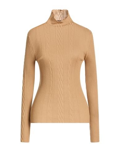 Woman Turtleneck Camel Size L Merino Wool