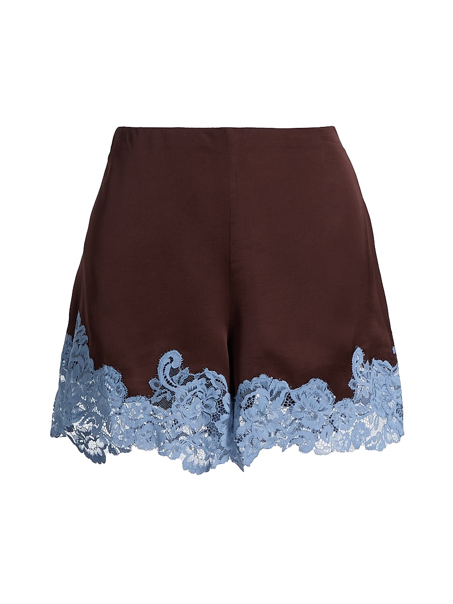 Women's Pipa Contrast Lace-Trim Shorts - Ganache French Blue