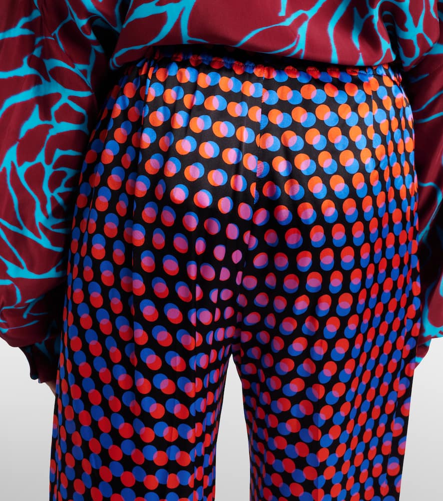 Polka-dot silk wide-leg pants