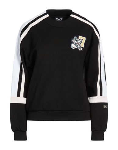 Woman Sweatshirt Black Size 3XL Cotton, Polyamide