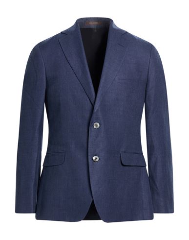 Man Blazer Navy Size 40 Linen, Wool