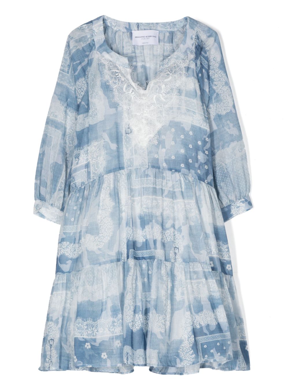 Floral-print cotton-blend dress - Blue