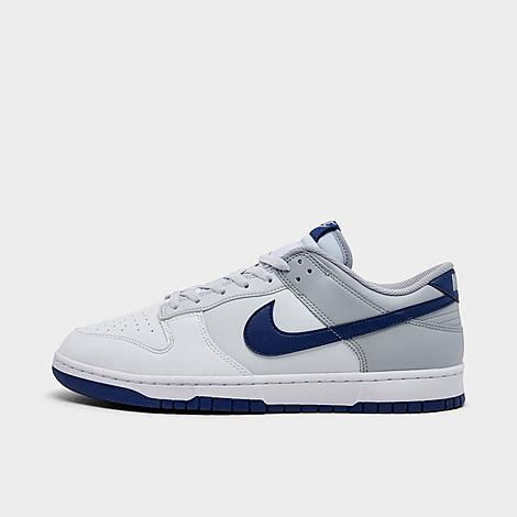 Men's Dunk Low Retro Casual Shoes in White/Deep Royal/Pure Platinum